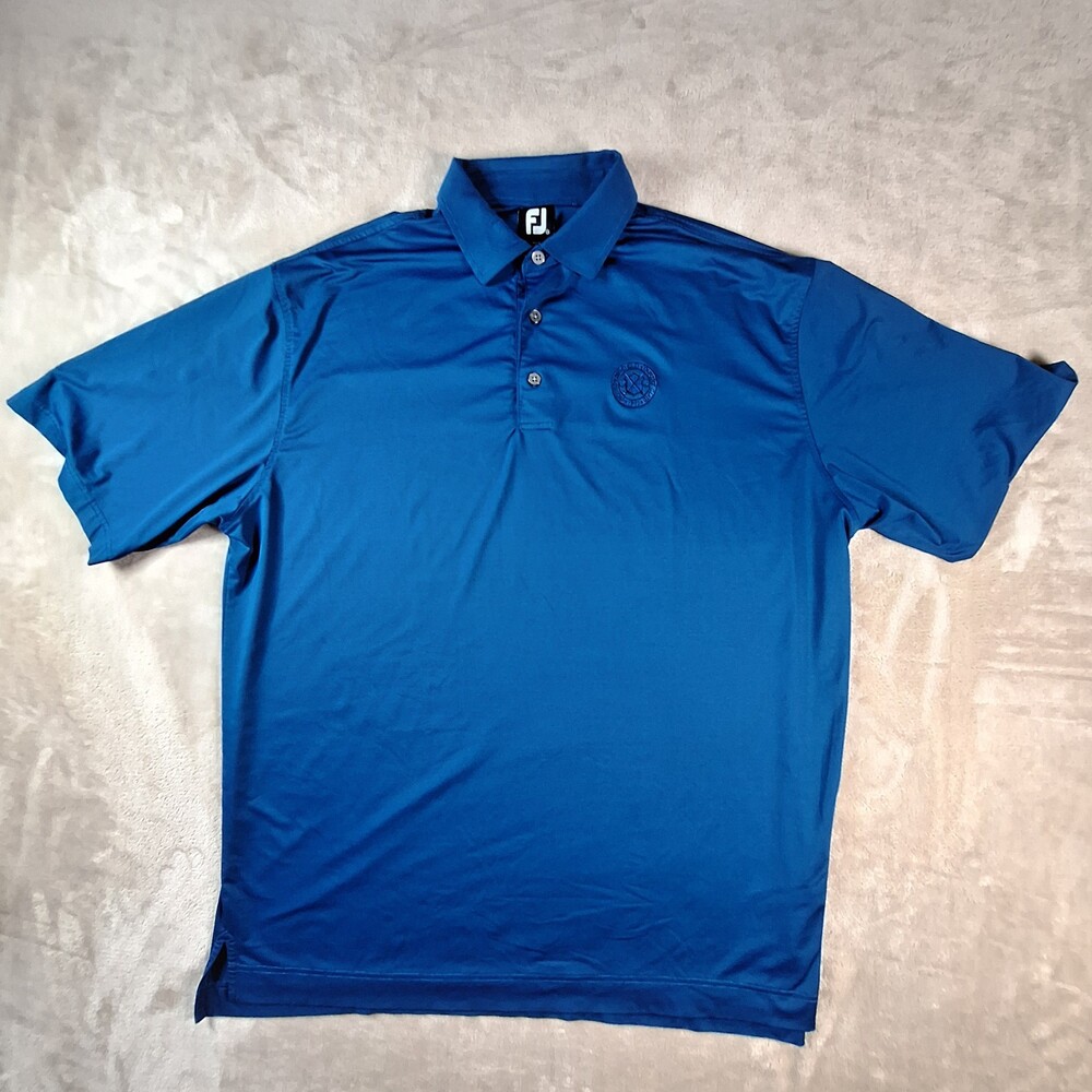 Foot Joy Polo Shirt Mens 2XL XXL Blue Chambray Springfield Country Club 1897 FJ